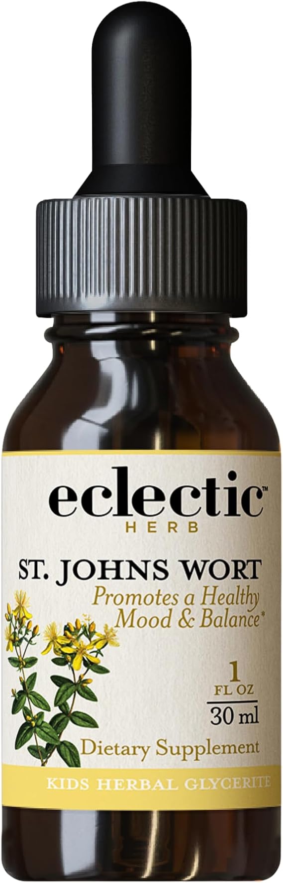 Eclectic Herb - Organic St. John's Wort for Kids | Black Cherry Flavored | Promotes a Positive Mood | Concentrated, Alcohol-Free, Vegan, Non-GMO, Gluten Free (1 fl oz | 30 ml)