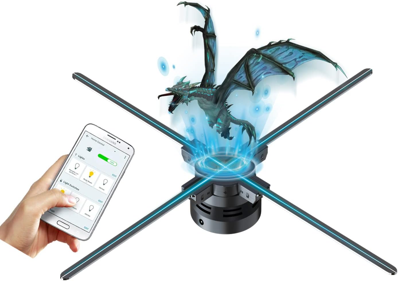 Missyou 3D Hologram Fan Display Projector,22“20001444PX Resolution Hologram Fan with Bluetooth, Versatile Picture Fan Spinner for Shops, Bars, Casinos - Holographic Fan Projector with Over 700 Video