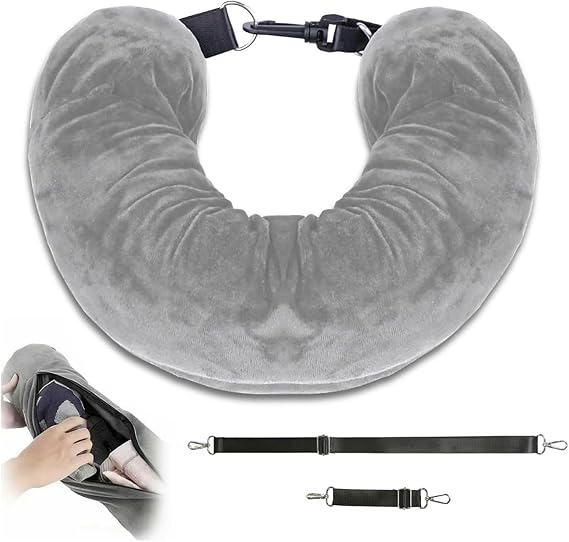Stuffable Neck Pillow for Travel,Neck Pillow with Adjustable Straps Wrap-Around Turtle Necks Design Fillable with Clothes for Extra Luggage Flight Pillows for Long Haul Aeroplane Pillow