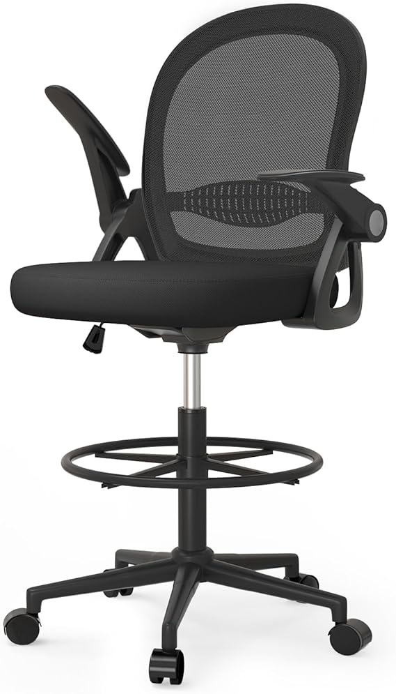 naspaluro Drafting Chair Tall Office Chair Ergonomic Desk Chair - Black