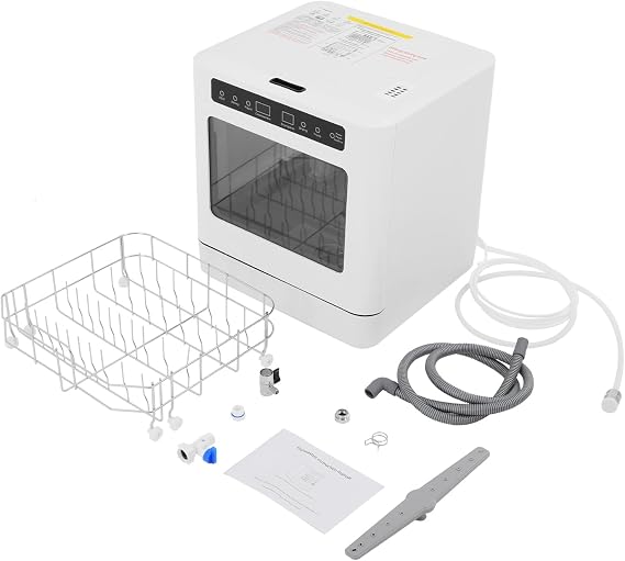 Portable Countertop Dishwasher With 4 Wash Modes,Mini Dishwasher With Hot Air Drying And Led Display,Compact Counter Dishwasher For Kitchen Apartment Dorm Rv