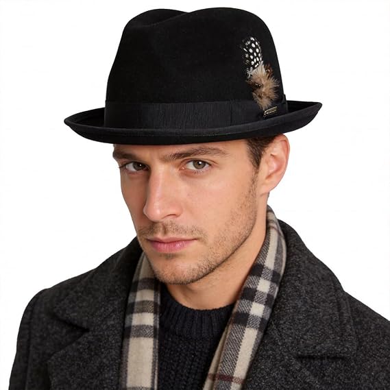 Ruphedy Wool Fedora Hats for Men Women Wide Brim Felt Panama Hat