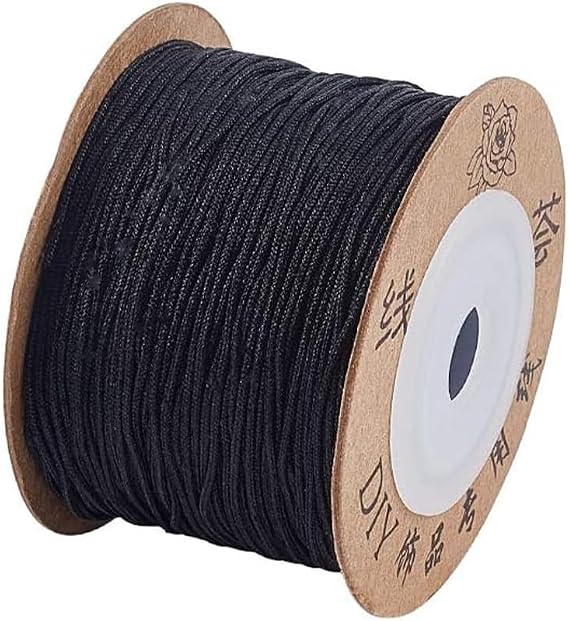 PandaHall Black Nylon Thread Bracelet Cord - 100m/roll, 0.8mm, Braided for Beading Jewellery