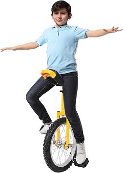 Small Wheel Unicycle,16 Inch Outdoor Unicycle with Leak Proof Tires Wheels Single Wheel Bicycle, Outside Sports Fitness Exercise, Adjustable Height, Bicycle Enthusiasts Balance Training Car