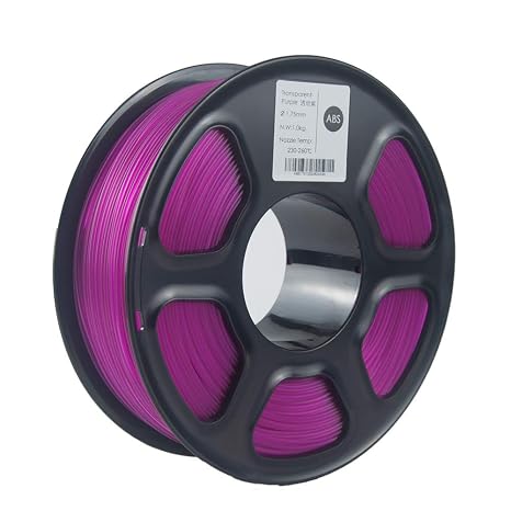 ABS Transparent Series Color 3D Printer Filament 1.75mm, Dimensional Accuracy +/- 0.02mm, 1KG Spool for 3D Printer and 3D Pen (Transparent Purple)