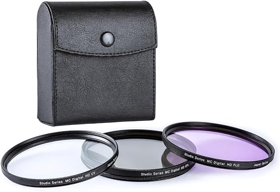 58mm Multi-Coated 3 Piece Filter Kit (UV-CPL-FLD) for DSLR Canon EOS Rebel 70D 77D 80D 90D T8i T7 T7i T6i T6s T6 T5i T5 T4i T3i T100 SL1 SL2 SL3 & More