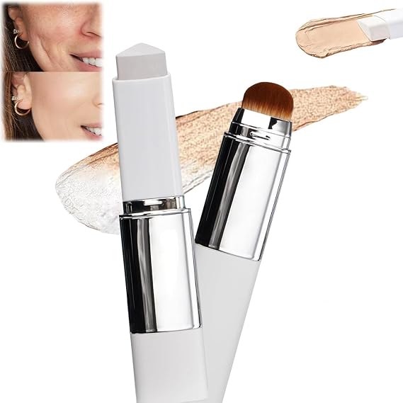 Chartming Color Changing Foundation Stick,Cover Cream Stick V White Korean Foundation Stick with Volufiline, Full to Medium Coverage Base Makeupwith Brush Head (Natural)