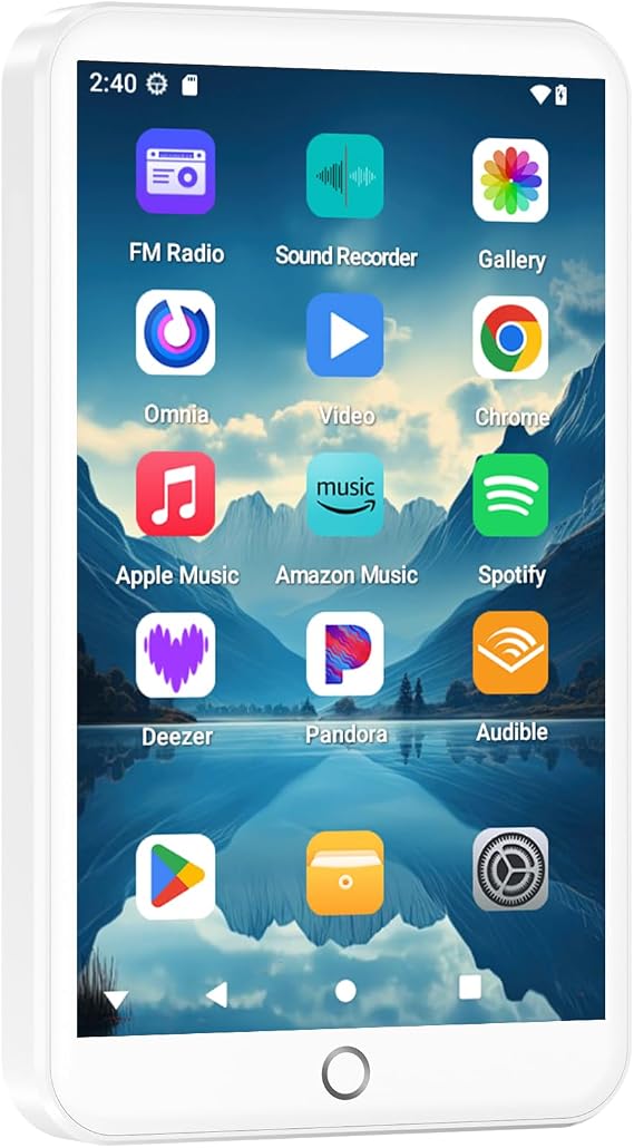32GB MP3 Players with Bluetooth WiFi, Android 13 MP3 MP4 Players with 4" Touchscreen and Speaker, Spotify Music Player with Audible, Amazon Music, Play Store (White)
