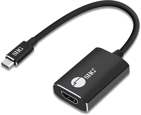 SIIG CB-TC0C12-S1 USB Type C to 4K HDMI Cable Adapter - Thunderbolt 3 Compatible - Male to Female Converter - Reversible Plug Design - Supports 6.0Gbps Bandwidth
