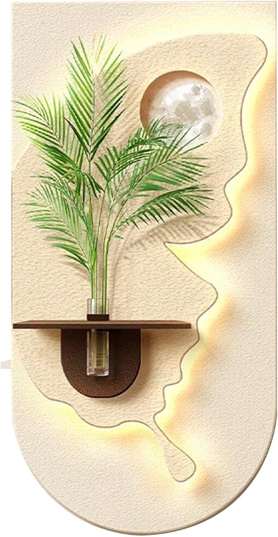 LYXXJRYBHD 3D Wall Art with LED Light, Modern Sandstone Decor Hanging Sculpture, wall decor living room for Bedroom, Entryway(White,19.6x39.3in/50x100cm)