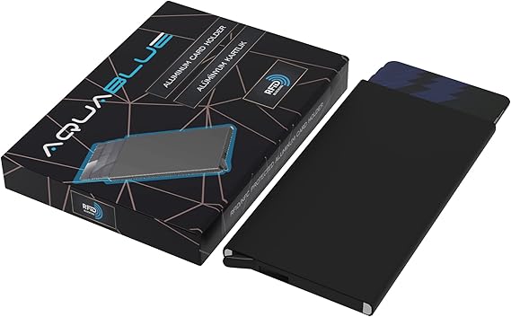 Aluminum Credit Card Holder RFID Protected Wallet with Aquablue Automatic Mechanism