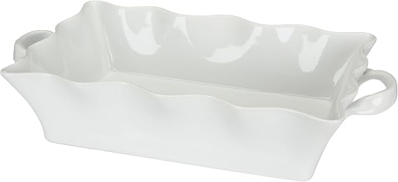 BIA Cordon Bleu Wavy Collection 3-Quart Rectangular Baker with Handles, White