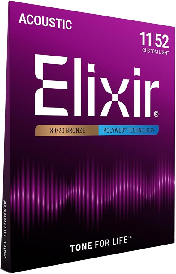 Elixir, Acoustic Guitar Strings, 80/20 Bronze, POLYWEB, 6-String, 11-52