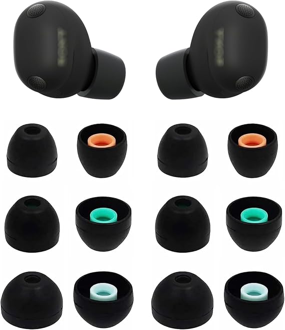 イヤーチップ ソニー WF-1000XM6 イヤホン対応 6組 S/M/L サイズ ソフトシリコンチップ 交換用イヤーチップ Sony WF-1000XM6対応 6組 ブラック