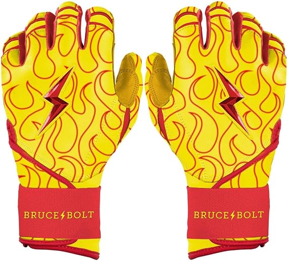 BRUCE BOLT Signature Series Long Cuff Batting Gloves - Pro-Athlete Collection - Adult & Youth Sizes