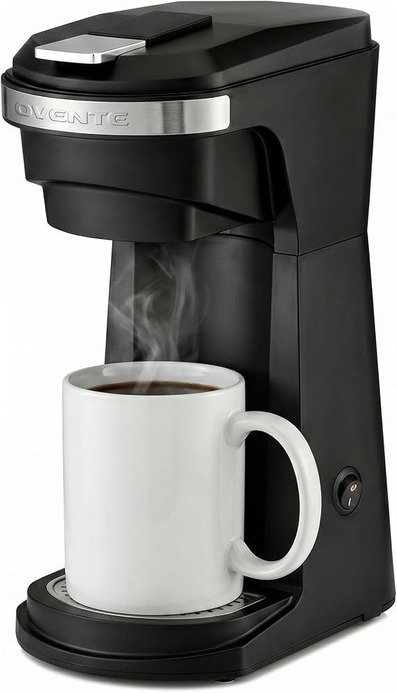 OVENTE Single Serve Coffee Maker for K-Cups and Grounds, Black CMK42B