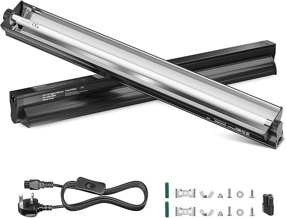 GlowUp 24W T5 UVB Light Reptile kit-10.0 UVB Lighting Combo Kit, 22-Inch/57.6cm Reptile Light Fixture with Fluorescent Tube for Vivariums, Desert Reptiles, Bearded Dragons, Lizards, Snakes [Energy Class G]