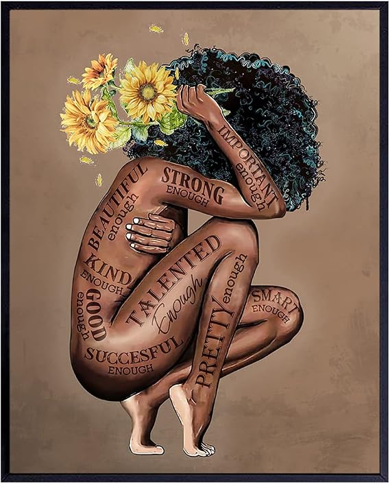 Black women Wall Art & Decor - Black Art - African American Wall Artwork - Afro Black Woman Picture - African American Women Print - I Am - Positive affirmation Black Girl Magic Poster - UNFRAMED 8x10