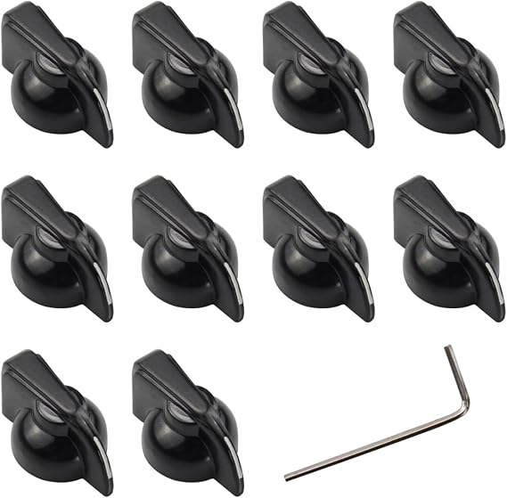 Black 10PCS Flat Top Guitar Chicken Head Knob Amplifier Effect pointer Knob with Set Screw