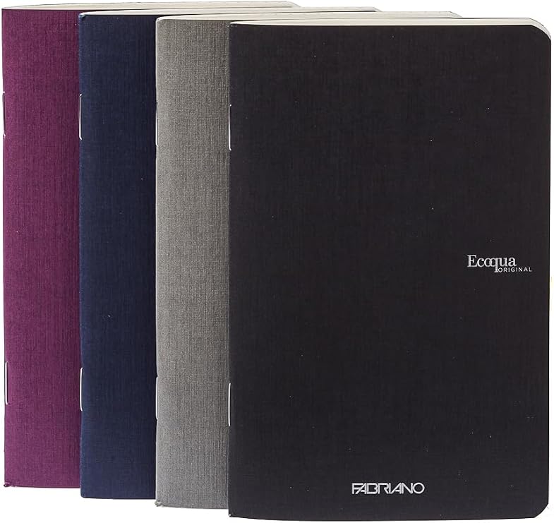 Fabriano EcoQua Pocket-Sized Notebook Pack, 4 Notebook Pack, Dot, 3" x 5", 38/Shts., 85 GSM, Staple Bound, Winter Colors