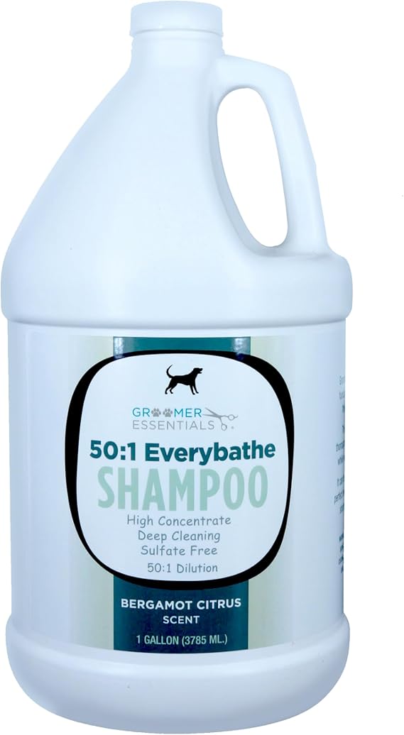 Groomer Essentials 50:1 Everybathe Shampoo - 1 Gallon - Can Be Diluted Up to 50:1 - Can Be Used On Dogs Or Cats 12 Weeks Or Older - Free of Parabens and Sulfates
