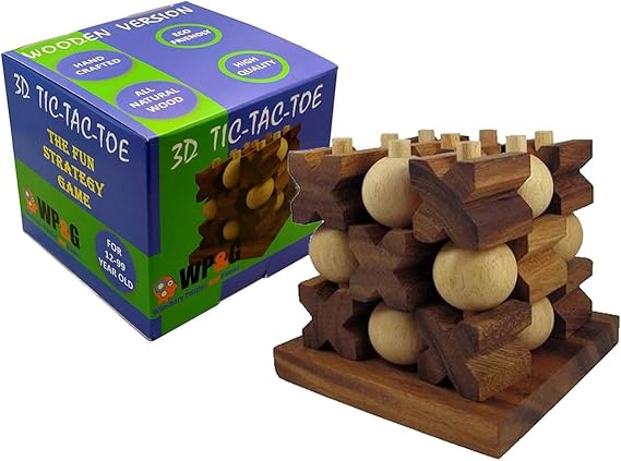 Tic-Tac-Toe 3D Strategy Wooden Game