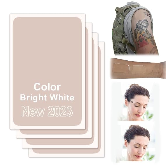 2023New Tattoo Cover Up, Tape, Cover Up Sticker Pads Patches Sheets, Scar Concealing Tape, Waterproof, Lasts 3-7 days, Flaw Concealing Tape For TattoosBright White 4Pcs