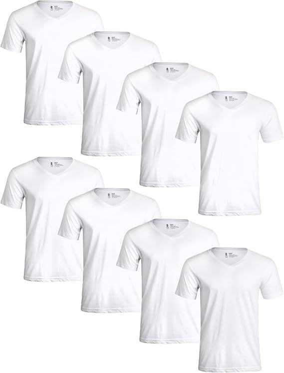 IZOD Mens Undershirts - 8 Pack Soft Cotton V Neck T Shirts for Men, Short Sleeve Classic Tag Free White Mens T Shirt