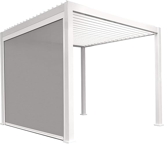 Sorara Pergola Accessories Privacy Screen Panel Adjustable Aluminum Divider Pull-Down Sun Side Shade for 10'x13' Sorara Pergola or Gazebo. This is not pergola (White)