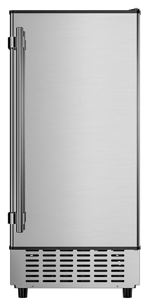 Coolake 15" Commercial Under Counter Ice Maker, 120Lbs/Day Built-in Ice Machine with 30 Lbs Storage, Self-Cleaning & Removable Filter, Gravity Drainage, Stainless Steel Outdoor Ice Maker for Home Bar