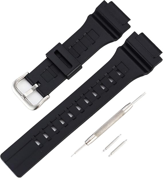 Silicone Strap Compatible with Casio MCW-200H Watch Band Men's Women's Replacement Black Rubber Wristwatch Bracelet
