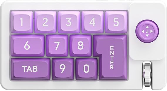 Wired Macro Programming Game keybaord, with RGB Lighting Programmable Macros Joystick Small 12keys Keyboard (Purple)