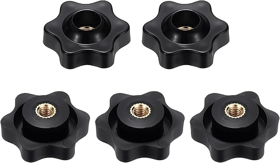 sourcing map Star Clamping Nuts M4 Female Thread 25mm Black 5 Pcs