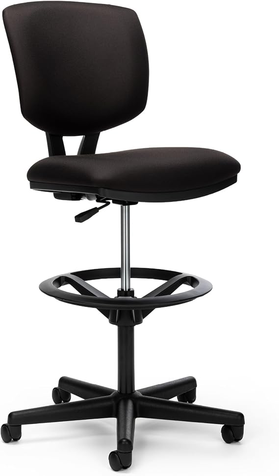 HON Volt Ergonomic Office Stool, Armless, Office Desk Computer Chair, Black