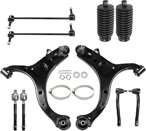 labwork 10Pcs Front Lower Control Arms Ball Joint Assembly Driver and Passenger Side Tie Rod End Sway Bar Link Kit Replacement for Santa Fe 2007-2012