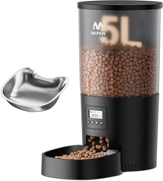 5L Automatic Cat Feeders and Stainless Steel Cat Bowls