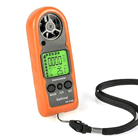 Anemometer Handheld Wind Meter 65mph, Kethvoz Mini Air Velocity Gauge 816B