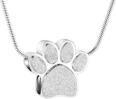 Paw Print Urn Necklace for Ashes Pet Paw Cremation Jewelry Ashes Necklace Keepsake Memorial Jewelry for PetDogsCats Ashes Pendant Gifts for MenWomen