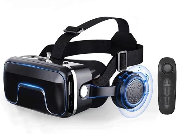 VR Headset with Controller, VR Glasses, Virtual Reality Headsets 110° FOV, Anti-Blue Light Lenses, 3D Virtual Reality Viewer for Watch Movies & Video Games, Support 4.7-6” Smartphone,Black