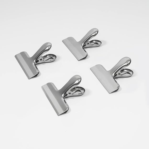 ExcelSteel Set of 4 Stainless Steel Flat Alligator Clips