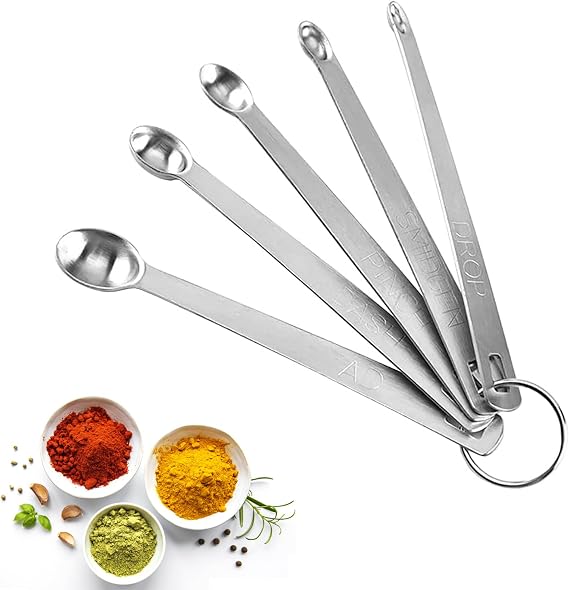 5-Piece Mini Stainless Steel Measuring Spoon Set for Kitchen Use