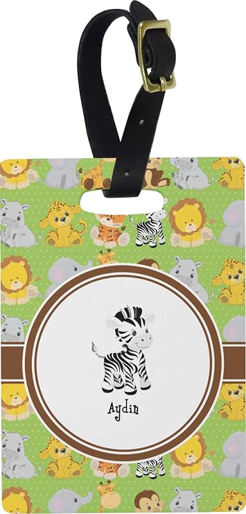 Personalized Safari Plastic Luggage Tag - Rectangular w/Name or Text