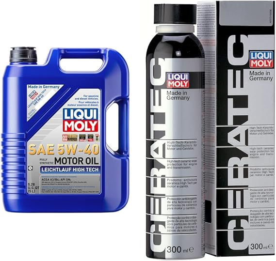 Liqui Moly 2332 Leichtlauf High Tech 5W-40 Engine Oil - 5 Liter and LIQUI MOLY Oil Additive Cera Tec 3721 Ceramic Wear & Tear Protection