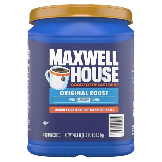 Maxwell-House Original Roast Ground Coffee, Medium Roast, 43.1 oz Canister