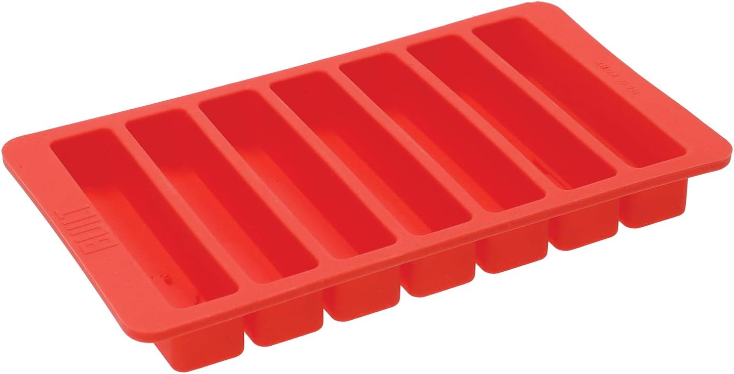 Built Water Bottle Ice Cube Tray, BPA Free Easy Release Flexible Silicone, Red, 19.5 x 11.5cm