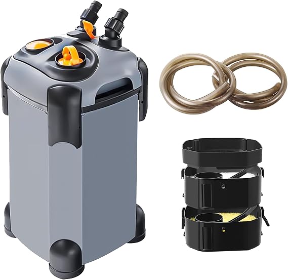 Aquarium Canister Filter - Super Quiet External Filter with 3 Media Trays and Adjustable Spray Bar for Large Fish Tanks and Aquariums