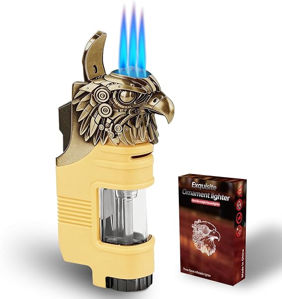 Torch Lighter Triple Jet Flame Butane Refill Small Torch Lighters Yellow