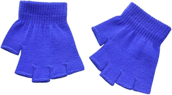 Boys and Girls Warm Knitted Half Finger Gloves Kids Writing Gloves
