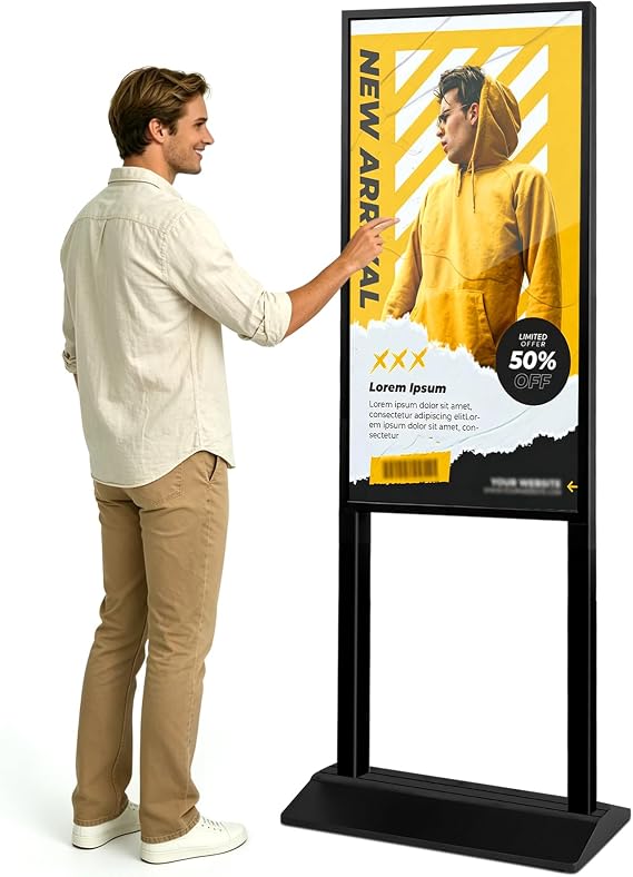 43 Inch Floor Standing Digital Signage 1080 1920P Android 14 OS Touchscreen Interactive Kiosk Advertising Display Digital Menu Board for Restaurants/Stores
