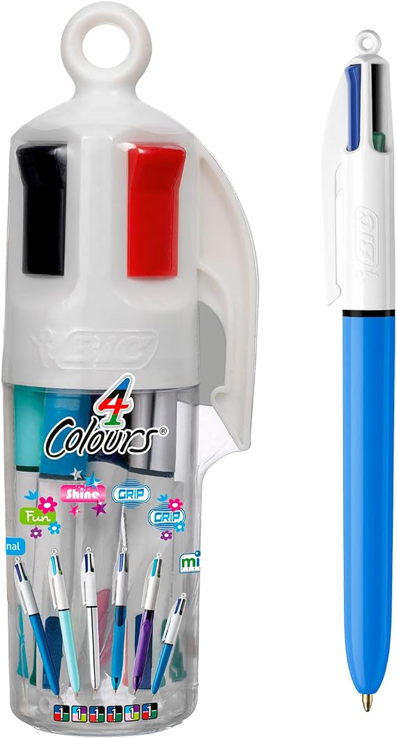 BIC 4 Colours Assorted Retractable Medium Point (1.0 mm) Ballpoint Pens, 6 Pens And Each Pen Contains 4 Colours